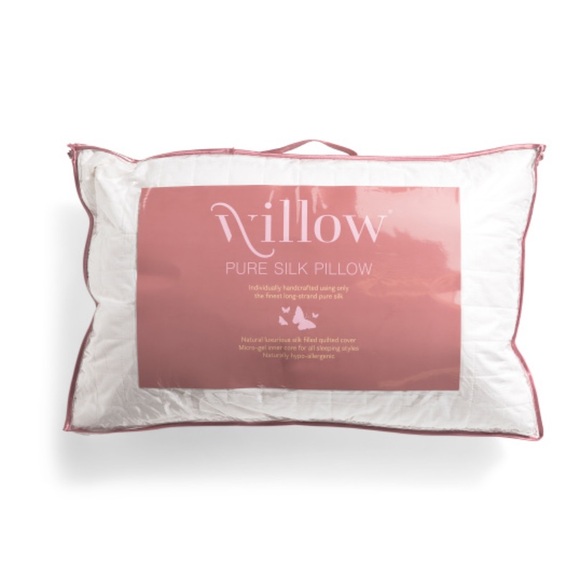 Willow Silk Pillow - White and Pink